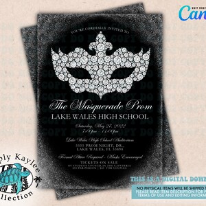 Masquerade Prom Invitation - Masquerade Party Invitation - Black and Silver Masquerade Invitation