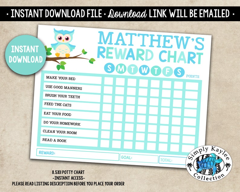 owl-reward-chart-owl-behavior-chart-owl-chore-chart-etsy-ireland