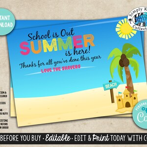 Teacher Appreciation Gift Card Holder, School's Out Gift Card Holder, End of Year Beach Gift Card Holder