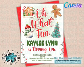 Rustic Christmas Birthday Invitation: Festive Holiday Party (Digital Download)