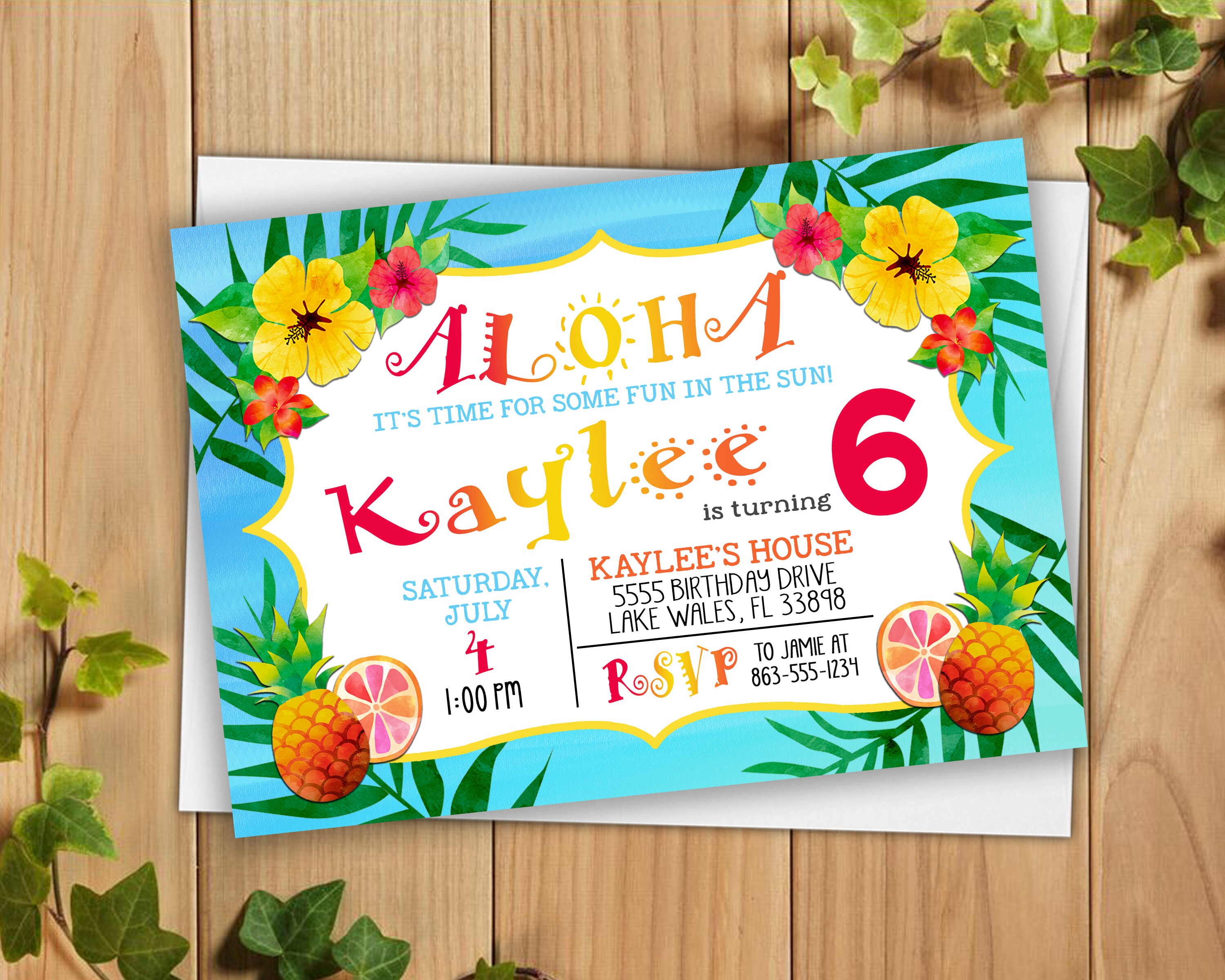 Hawaii Birthday Party Invitation Luau Birthday Party | Etsy