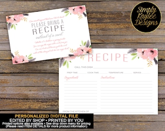 Boho Bridal Shower Recipe Card Set