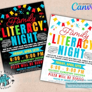 Family Literacy Night Flyer, PTO/PTA Book Fair Flyer, Family Reading Night Flyer Template