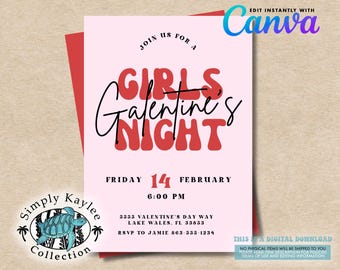 Galentine's Day Party Invitation, Fun and Flirty Pink & Red Design, Valentine's Day Invite