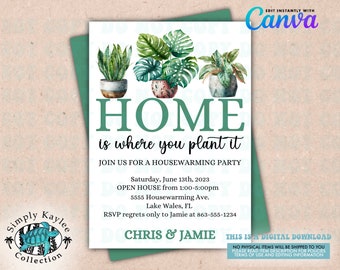 Housewarming Party Invitation: Plant Theme, Editable Template (Digital Download)