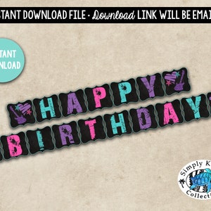 Rock Star Birthday Banner - Rocker Happy Birthday Banner - Happy Birthday Rockstar Banner