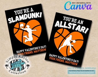 Basketball Valentine's Day Card: Funny Sports Valentines (Digital Download)