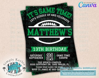 Football Birthday Party Invitation: Sports Theme (Digital Download)
