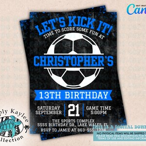 Soccer Birthday Party Invitation - Football Party Invitation - Sports Birthday Invitation