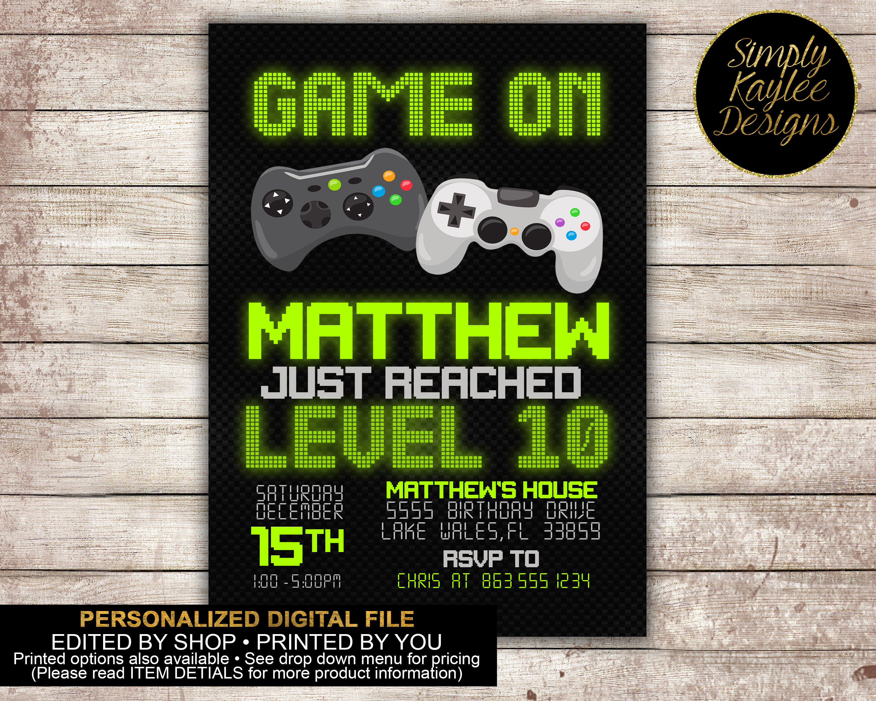 video-game-birthday-invitation-gamer-birthday-invitation-etsy