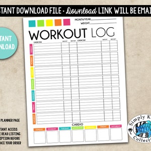 Printable Workout Log: Fitness Activity Tracker (PDF)