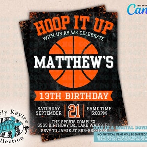 Basketball Birthday Invitation: Sports Party Invite (Digital Download)