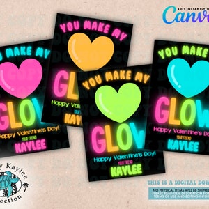 Glow Valentinstag Karte, Glow Stick Valentinstag Halter, Du lässt mein Herz Valentinstag leuchten, Valentinstag im Klassenzimmer