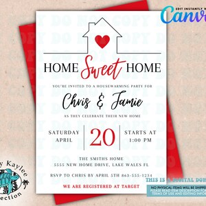 Home Sweet Home Housewarming Invitation Template (Digital Download)