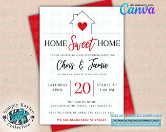 Home Sweet Home Housewarming Invitation Template (Digital Download)