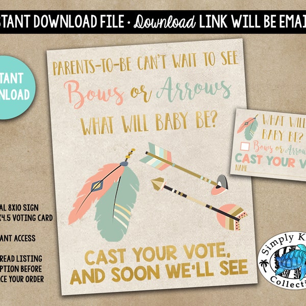 Bows or Arrows Gender Reveal Voting Game - Tribal Gender Reveal Voting Game