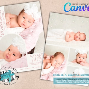 Welcome To The World Birth Announcement Photo Template, Modern Minimalist Birth Announcement Card