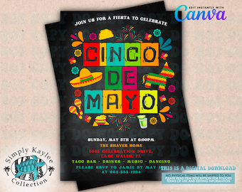 Cinco De Mayo Fiesta Invitation: Editable Party Template (Digital Download)