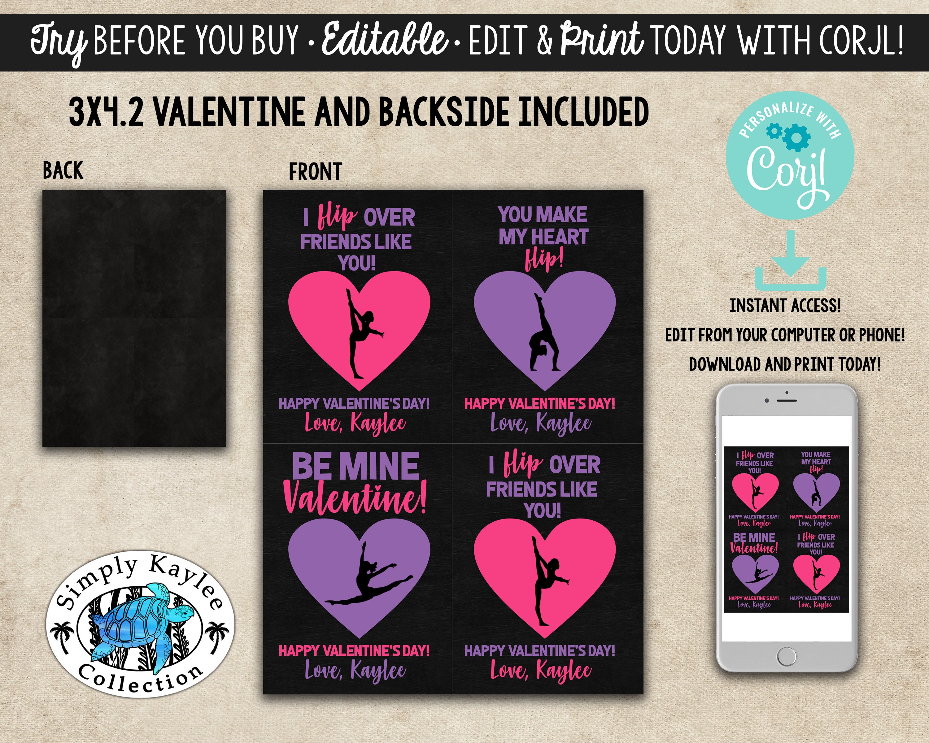 Gymnastics Valentine's Day Cards School Valentines - Etsy