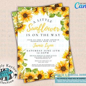 Sunflower Baby Shower Invitation, Fall Baby Shower Invitation, Fall Floral Baby Shower, Floral Sunflower Baby Shower Invite