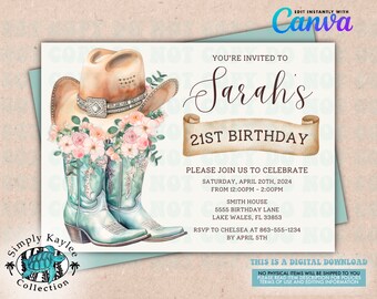 Cowgirl Birthday Invitation: Western Rodeo Party (Digital Download)