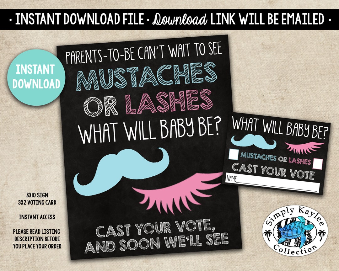 Mustaches and Lashes Gender Reveal Party Decorations Gender Reveal