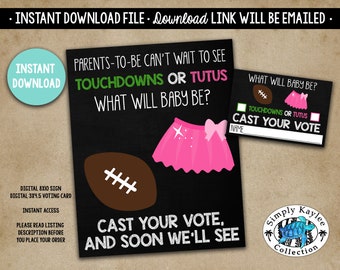 Touchdowns and Tutus Gender Reveal Party Decorations - Gender Reveal Party Decorations - Touchdowns or Tutus Gender Reveal Voting Game