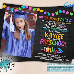 School Graduation Invitation, Pre- K Graduation, Kindergarten Grad,  Preschool Grad, Elementary Grad