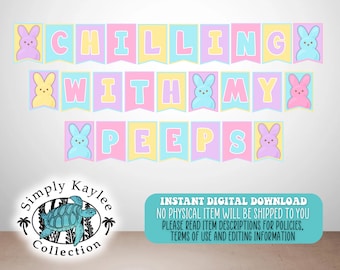 Peeps Birthday Banner: Spring Easter Party Decor (Digital Download)