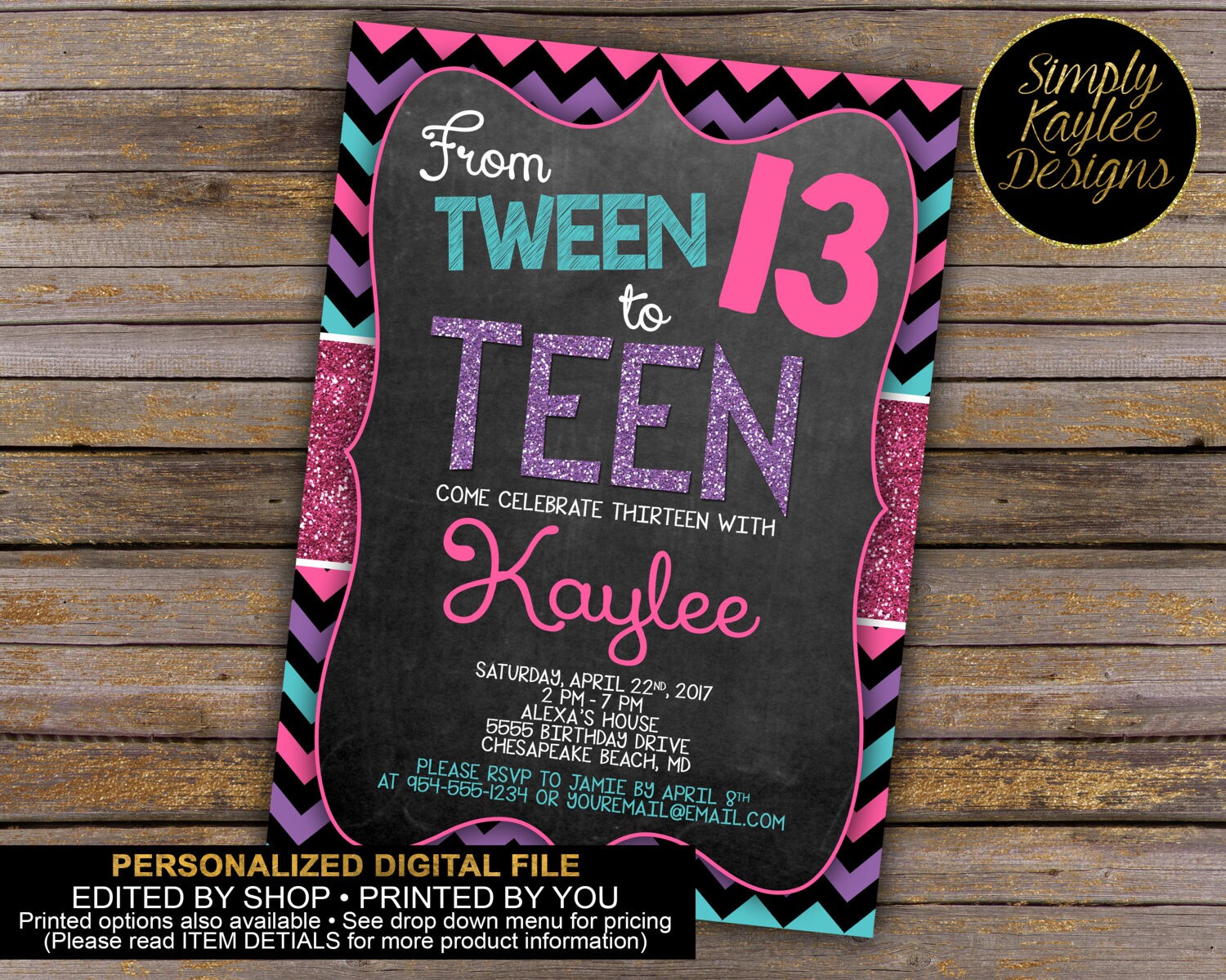 Tween to Teen 13th Birthday Party Invitation | Etsy