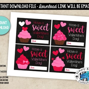 Cupcake Valentine's Day Card - School Valentines - Classroom Valentines ...