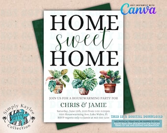 Housewarming Party Invitation Template: Home Sweet Home (Digital Download)