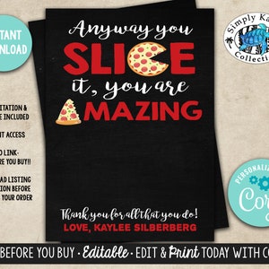 Karta podarunkowa z podziękowaniami dla nauczyciela - Uchwyt na kartę podarunkową na pizzę - Koniec roku szkolnego - Prezent dla dyrektora - Prezent dla dyrektora - Wieczór pizzy