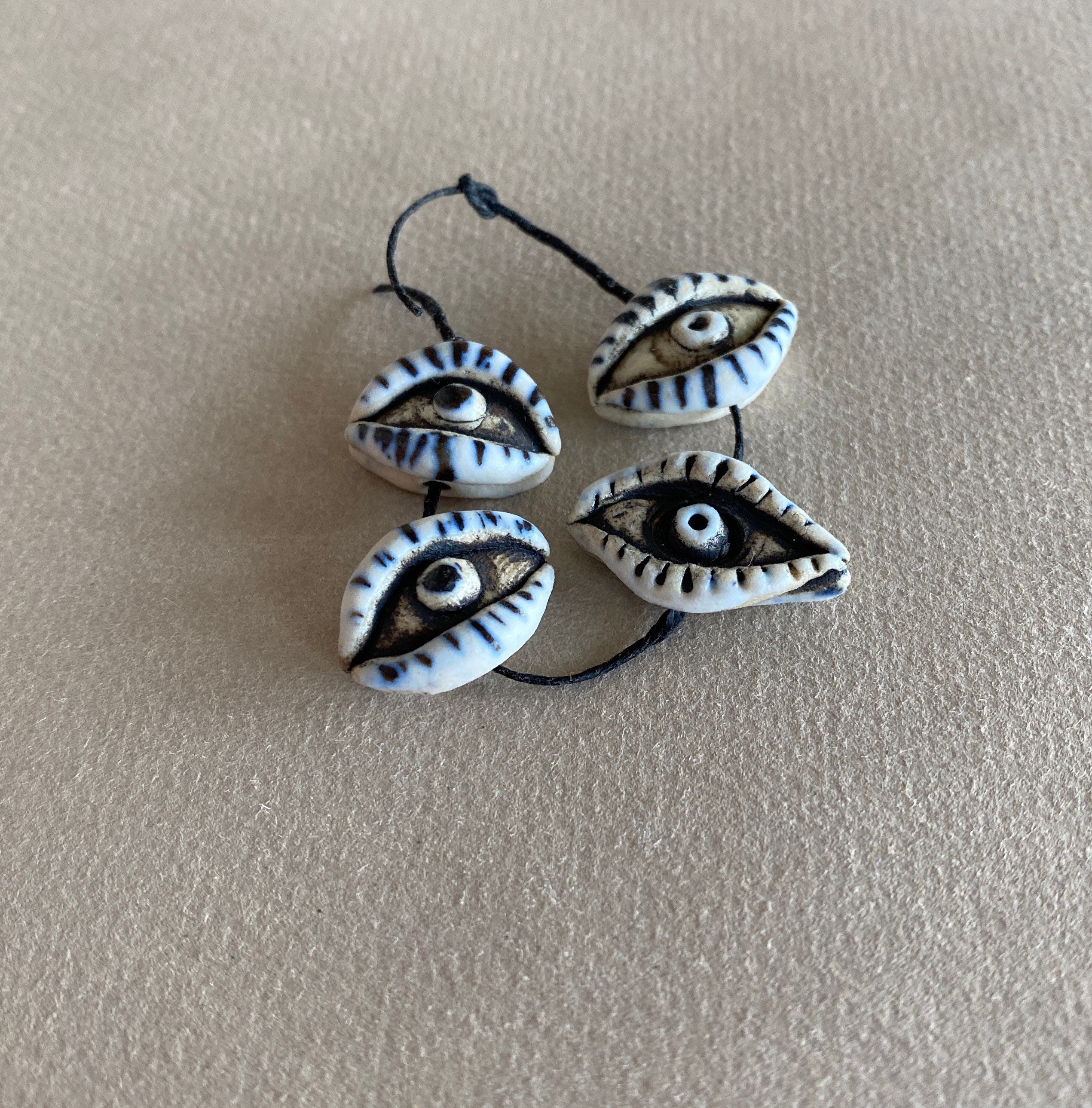 Four Eyes / Artisan Ceramic Eye Beads / Eye Charms Etsy