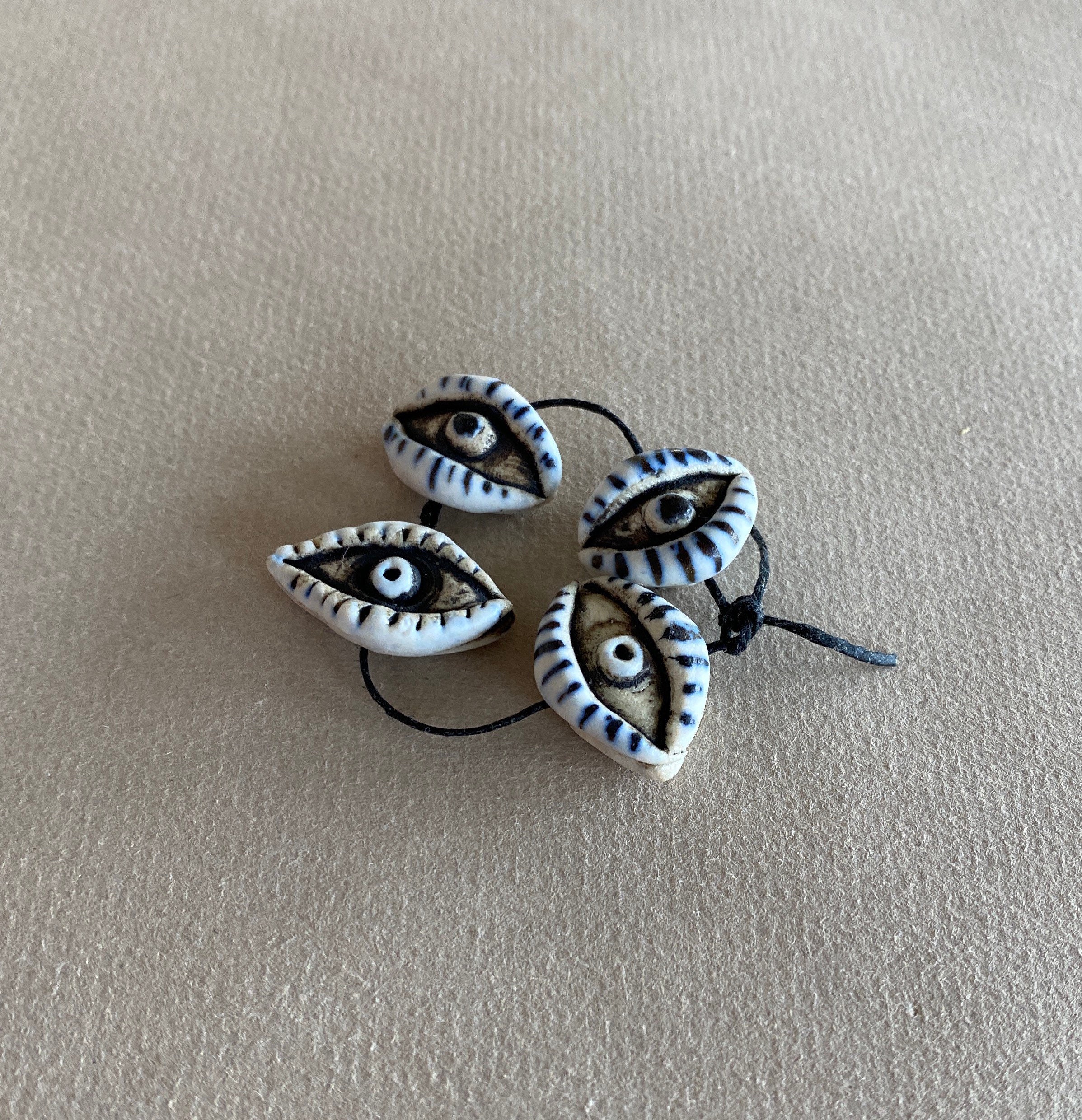 Four Eyes / Artisan Ceramic Eye Beads / Eye Charms Etsy