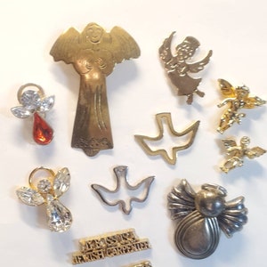 Vintage Angel Pin Collection, Angel Lapel Pins, Misc Angel Pins, Angel Pin Lot, Assorted Vintage Angels, Collection of Angels, Angels, Doves