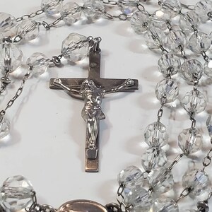 Vintage Rosary with Unmarked Crucifix, Vintage Austrian AB Crystal Rosary, Catholic Rosary, Crystal Beaded Rosary, All Original and Gorgeous