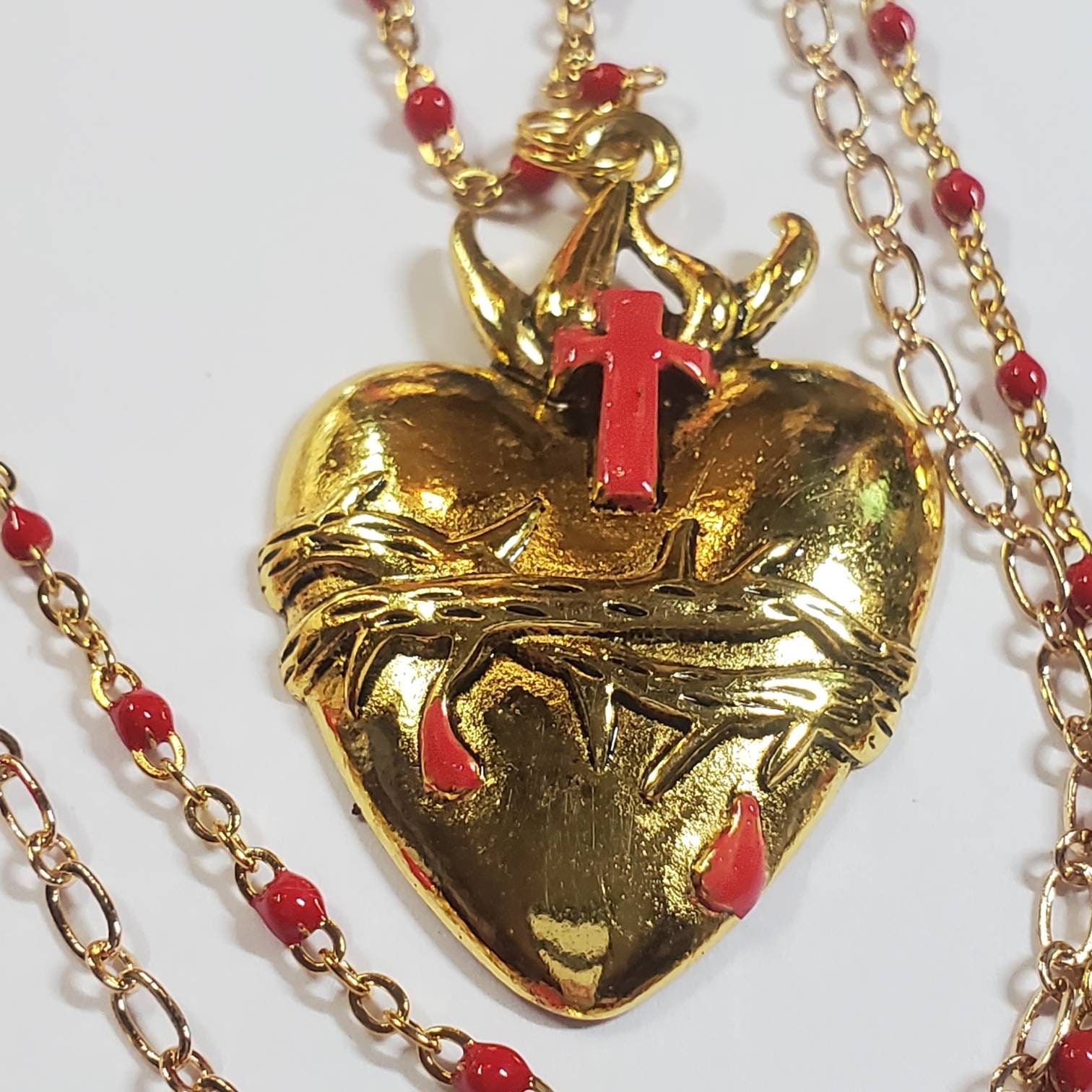 Milagros Necklace Sacred Heart Necklace Mexican Milagros Etsy