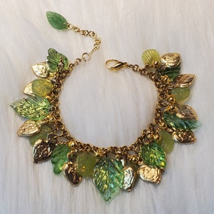 Milagros Bracelet, Sacred Heart Bracelet, Corazon Bracelet, Mexico, Milagros Charm Bracelet, Czech Glass Leaf Charm Bracelet, Latina Beauty