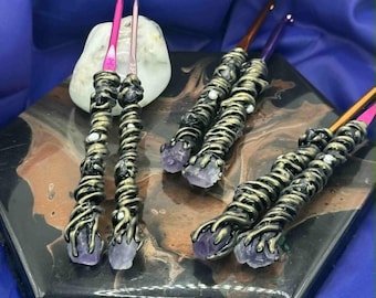 Raw Amethyst & Seed Pearl Crochet Hook  Gift Sets