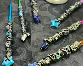 Turquoise and Seed Pearl Crochet Hook Set, Star and moon collection