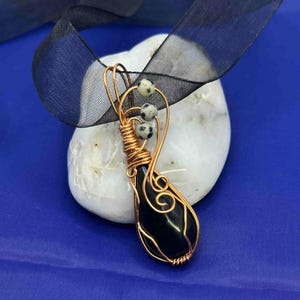 Wire-Wrapped Black Obsidian Pendant Made of Oregon Obsidian