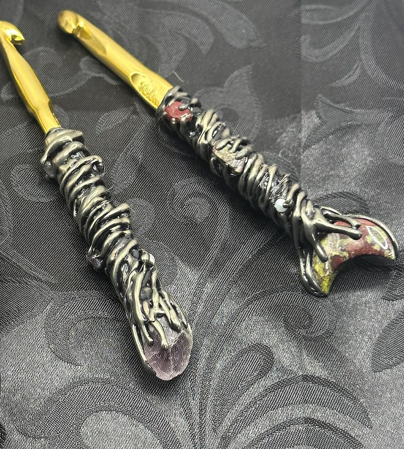Single, Stone Decorated 10mm Chunky Crochet Hook image 10