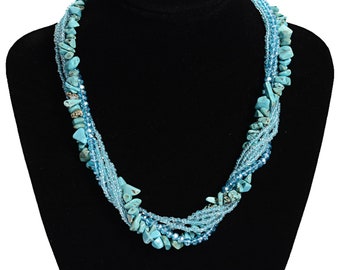 Multi-Strand Turquoise Beaded Necklace