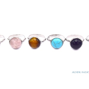 Edelstahlring, Aventurinsteine, Onyx, Türkis, Tigerauge, rosa Quarz, Lapislazuli