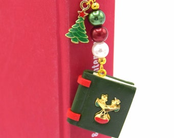 Marque page de Noël tête de renne au nez rouge, cadeau de noel - pages du livre phosphorescent