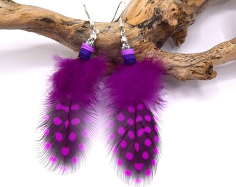 Boucles d'oreilles plumes Petunia violet