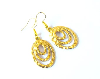 Geometric oval earrings in gold-colored stainless steel, women's jewelry, women's gift