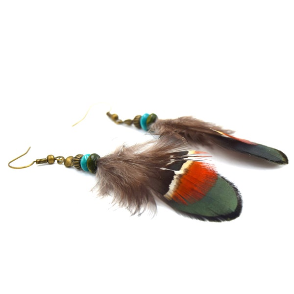 Boucles d'oreilles plumes Papina - bijoux ethniques