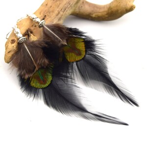 Abeytu Feather Earrings - Ethnic Feather - Ethnic Jewelry - Indian Jewelry - Boho - Peacock Feathers